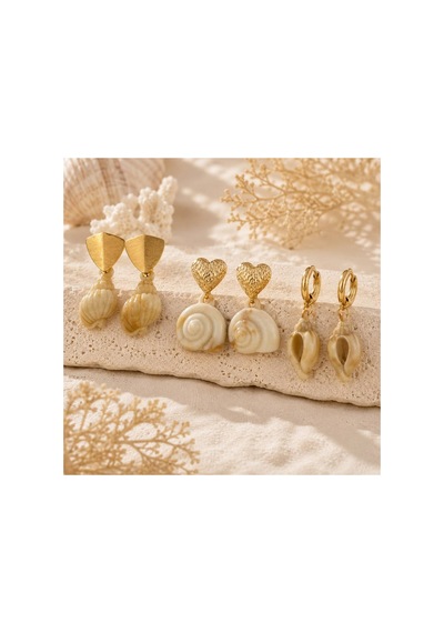 4 Lü Deniz Kabuğu Figürlü Gold Detaylı Kadın Küpe Seti Bohem Yazlık Takı Seti Krem - 894876491 Krem - 894876491 Krem