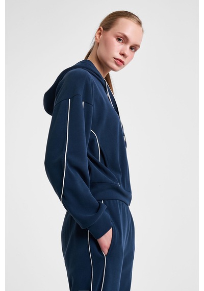 Lescon Kadın Fermuarlı Kapüşonlu Sweatshirt 25n-2113 Lacivert