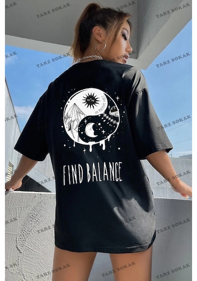 Yin & Yang Tasarım Unisex Siyah