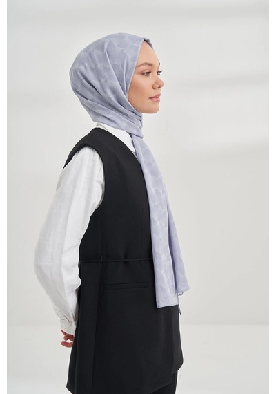 Armanda Cotton Monogram Geometrik Desen Şal 3120 Gri