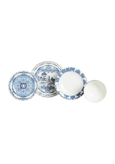 Lucky Art Florence 24 Parça Yemek Takımı Mavi - Beyaz