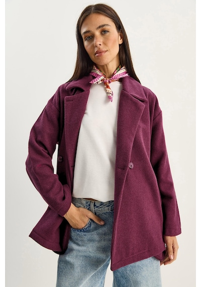 Shade Kadın Kruvaze Yaka Cep Detaylı Kaşe Blazer Ceket 60283757 - Mor