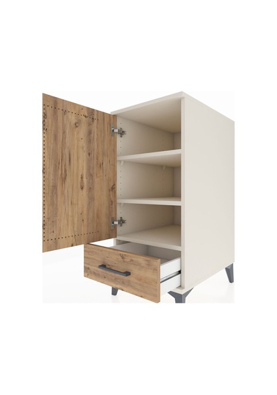 Kronos Komodin 3 Raflı Tek Çekmeceli Tek Kapaklı 44x59x96 Aytaşı-çam Aytası