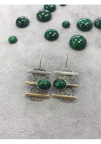 Malahit Malakit Taşlı Gümüş Set 925 Ayar