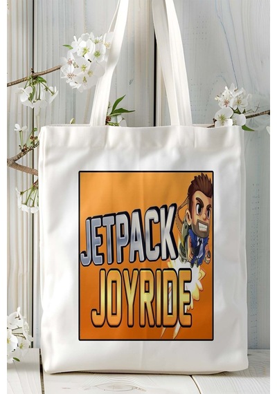 Art Hediye Jetpack Joyride Mobil Oyun Baskılı Bez Çanta Omuz Çantası Çift Tafaflı Baskı Kişiye Özel 7 Çok Renkli