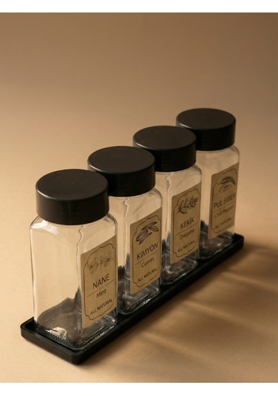 Leelahome 4'lü Set Standlı Kare Baharatlık 140 Ml - Antrasit Antrasit
