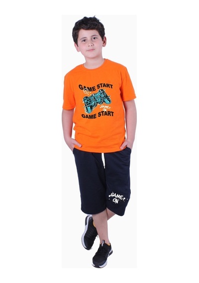 Fyk Kids Erkek Çocuk Alt-üst Kapri-tişört Takım Turuncu