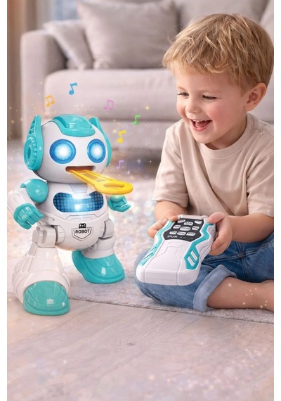 Uzaktan Kumandalı Sesli Işıklı 9 Fonksiyonlu Programlanabilir Disk Fırlatan Şarkıcı Oyuncak Robot