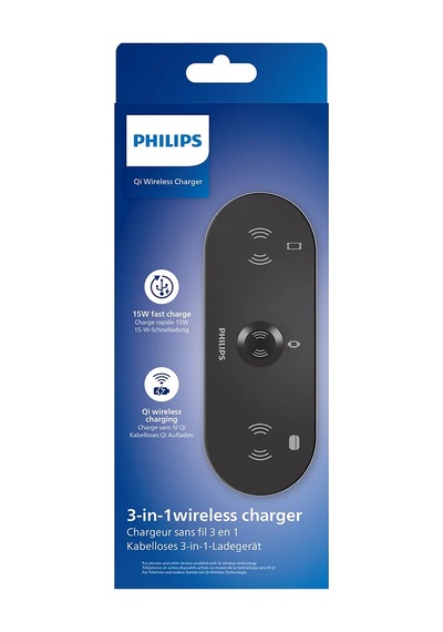 Philips Dlp9230nb/00 3'ü 1 Arada, 15w, Qi Wireless, Kablosuz Hızlı Şarj Standı, Siyah