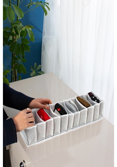 Small 11 Gözlü Çekmece Içi Düzenleyici Organizer 12 X 40 X 12 Kumaş Gri Tr Diğer