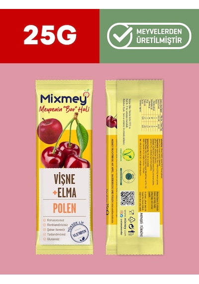 Mixmey Kırmızı Meyve Bar Serisi 20 Adet | Atıştırmalıklar – Vegan, Glutensiz (20GR X 20 ADET)