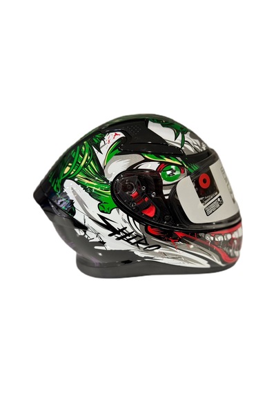 Shiro Katana Sv Joker Kapalı Kask Beyaz - Kırmızı - Yeşil