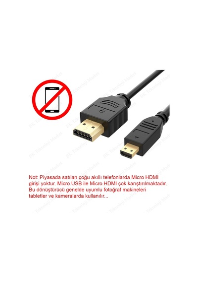 Micro Hdmi To Hdmi Tablet Kamera Görüntü Kablosu - 1.5 Metre