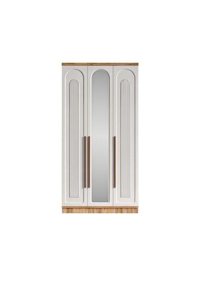 Flora 3 Kapaklı Komple Mdf Aynalı Gardırop - Elbise Dolabı