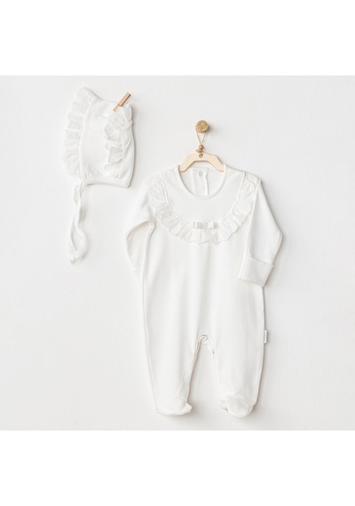 Andywawa Bebek Tulum Takım Romper Hat Set Petit Love-ekru Ekru