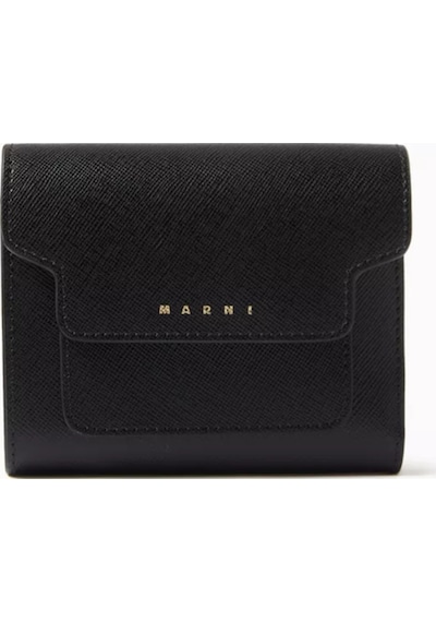 Marni Saffiano Deri Kapaklı Cüzdan, Minimalist, Düzenli & Lüks Tasarım Siyah