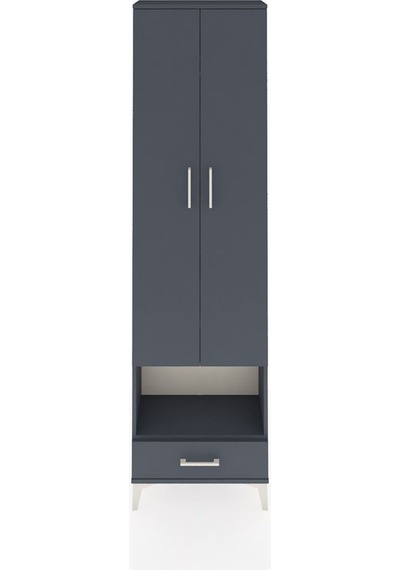 Arges Dolap 4 Raflı Tek Çekmeceli Tek Askılı 60x30x221 Antras... Antrasit