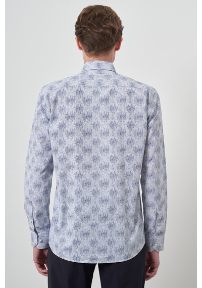 Morven Erkek Lacivert Slim Fit Düğmeli Yaka Gömlek 25ms004013200 Lacivert Lacivert