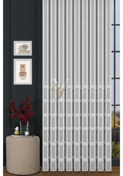 9205 Tül Perde V-02 Gümüş Gümüş