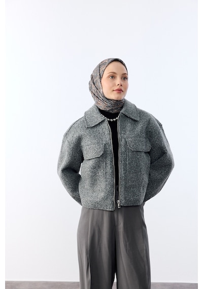 Mirsoy Scarf Zümra Desen Eşarp Antrasit