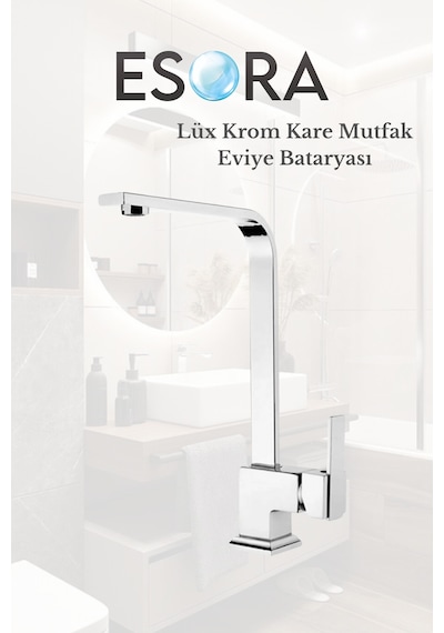 Lüx Krom Kare Mutfak Eviye Bataryası