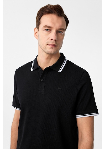Süvari Siyah Regular Armürlü Polo Yaka Tişört-37366 Siyah