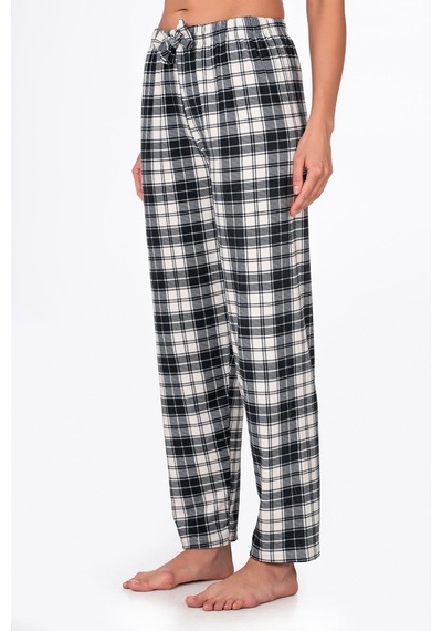 Kompedan Kadın Süet Siyah Kareli Pijama Tek Alt Desen 12