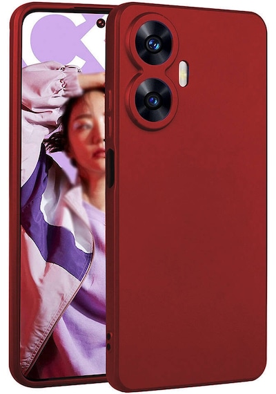 Ekılıf - Realme C55 Uyumlu Kılıf Mat Soft Premier Silikon Kapak - Kırmızı