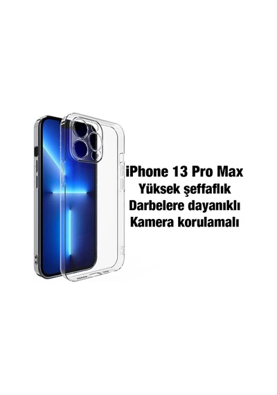 Ally İphone 13 Pro Max Kılıf Kamera Korumalı Ultra İnce Şeffaf Silikon Kılıf- 5775 Çok Renkli