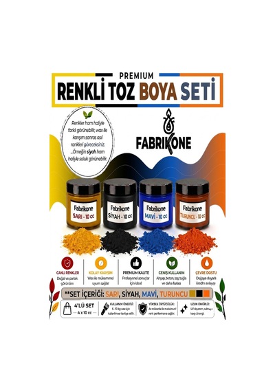 Toz Mum Boyası Seti 10 Cc 4 Lü Soya & Parafin Wax Için Sarı, Siyah, Mavi, Turuncu Bkfab4srsmt10g Çok Renkli