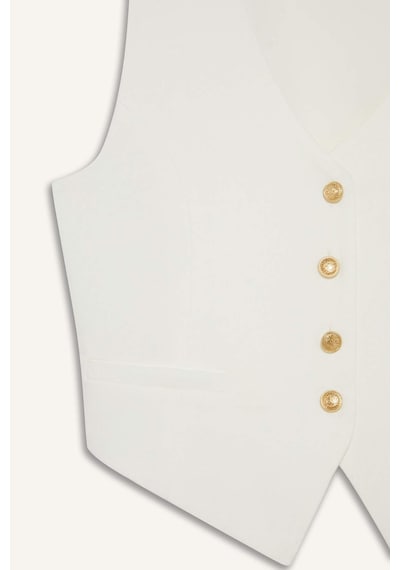 Defacto Crop V Yaka Keten Karışımlı Blazer Yelek C7798ax25smer105 Ekru