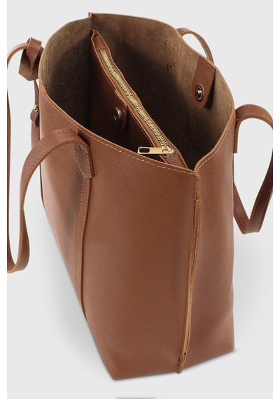 Housebags Kadın Taba Üç Bölmeli Deri Görünümlü Shopper Çanta 269 Taba
