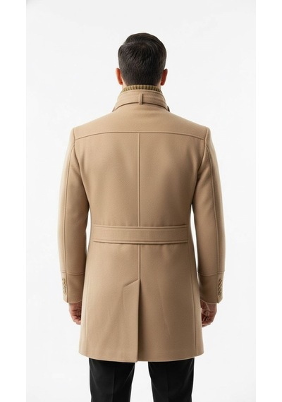 Plus Scorpion Erkek Slim Fit Kaşe Kaban Çıkarılabilir Ribanalı Fermuarlı Yaka, S Xxl Açık Bej