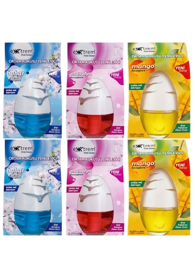 Extrem Cam Küre Oda Ortam Ev Ofis Araç Banyo Kokusu Manolya - Mango - Bahar Esintisi 6 X 100 Ml