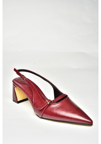 Fox Shoes U654078709 Bordo Kalın Topuklu Kadın Ayakkabı Bordo