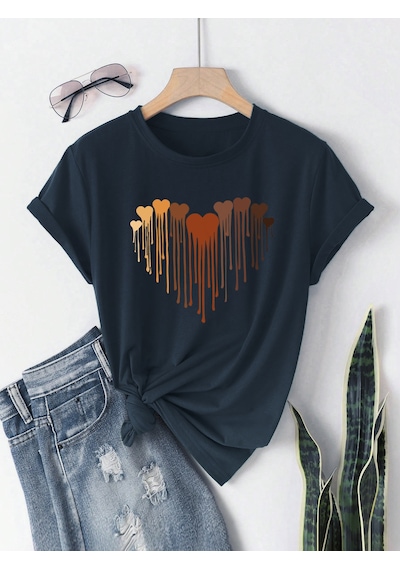 Eriyen Kalpler Baskılı Tasarım Tshirt Lacivert