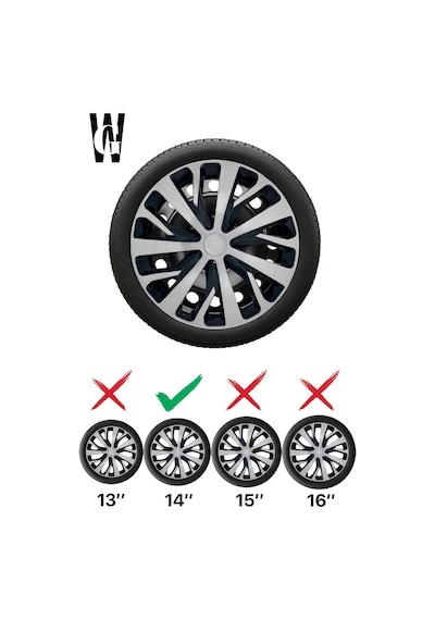 Hyundai Accent Era 14 İnç Jant Kapağı 4 Adet Siyah Gri C110