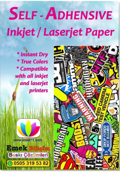Inkjet Ve Laser Uyumlu 50 Adet A4 Sticker Güçlü Yapışkanlı Etiket