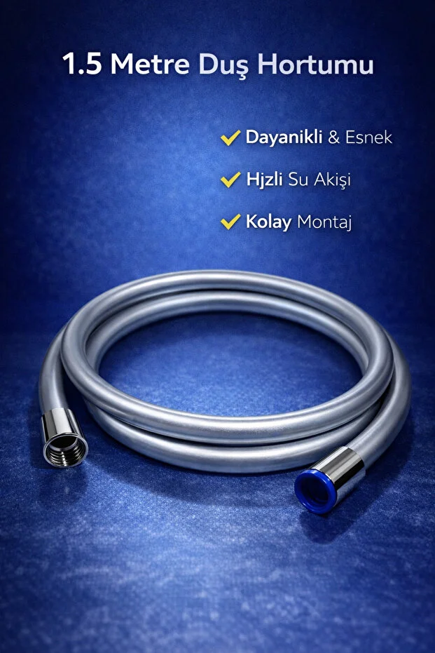 Duş Başlığı Filtreli 3 Yedek Filtre Hortumlu Yüksek Basınçlı Set Beyaz