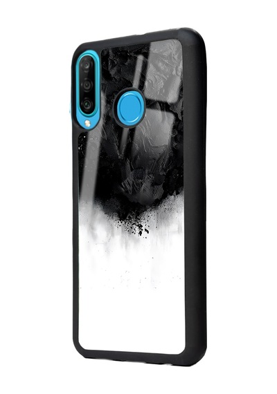 Huawei P30 Lite Siyah Duman Tasarımlı Glossy Telefon Kılıfı Çok Renkli