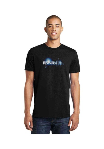Eminem Dark Night Baskılı Siyah Erkek Tshirt