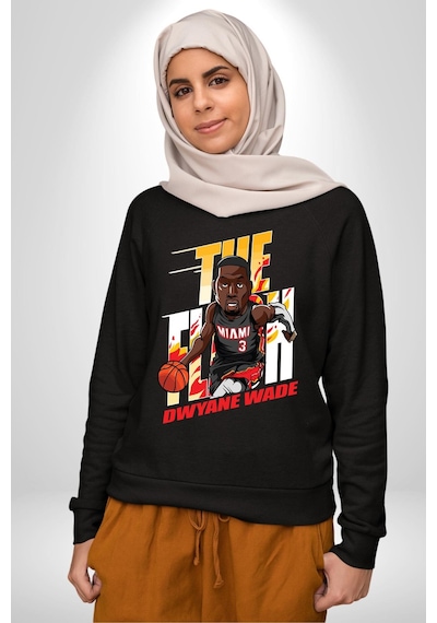 Dwyane Wade Miami Basketbol Unisex Siyah Sweatshirt Siyah