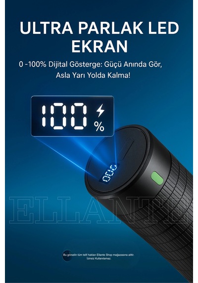 Çok Güçlü Led El Feneri Yüksek Güç Şarj Edilebilir Taktik El Feneri Kamp Lambası 10000 Lümen Çok Renkli