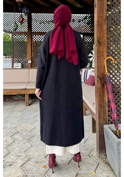 Rabia Şamlı Yakut Angora Triko Kap Siyah Çok Renkli