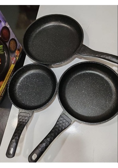 Ayrex 3'lü Döküm Granit Tava Seti Dayanıklı Yanmaz Yapışmaz İç Haznesi 20 Cm 24 Cm 28 Cm Diğer