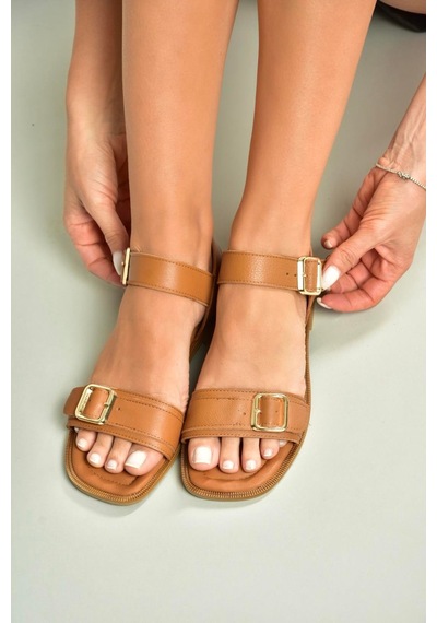 Fox Shoes U944834003 Taba Hakiki Deri Kadın Sandalet Taba-hakiki Deri