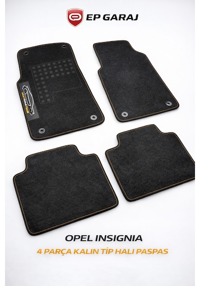 Opel Insignia 4 Parça Siyah Halı Paspas Seti Kalın Tip