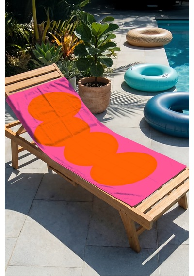 Soyut Modern Renk Bloklu Plaj Havlusu - Bohem Neon Pembe Turuncu Hızlı Kuruyan Mikrofiber Havlu Mat Kumul