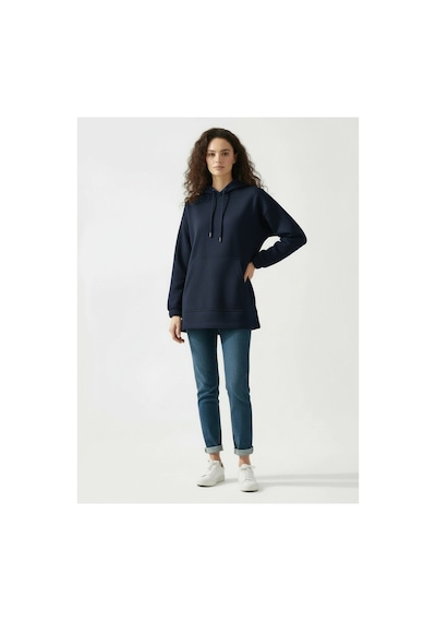 Lyvean Kapşonlu 3 İplik Penye Sweatshirt Lacivert