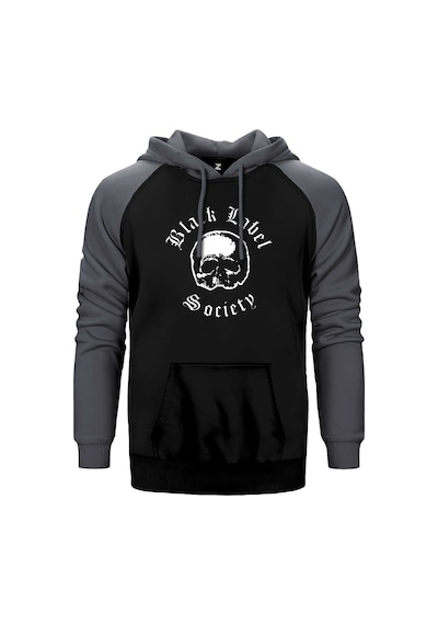 Black Label Society Gri Renk Reglan Kol Kapşonlu Sweatshirt Gri